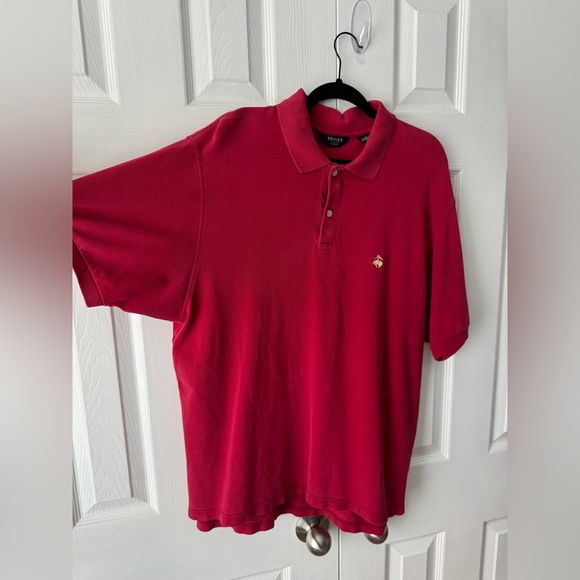 Red Brooks Brothers Polo Shirt Gold Logo 100% Cotton Size L Original Fit - Picture 3 of 9